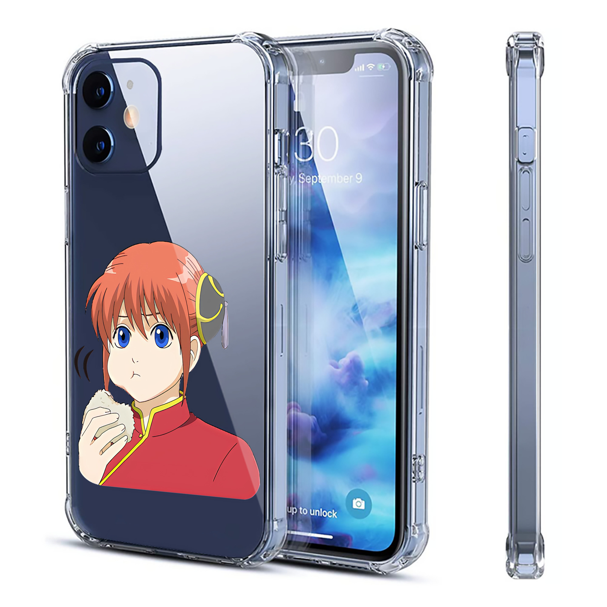 （画像用） ぎんたま 坂田銀時（さかたぎんとき） 神楽 志村新八（しむら しんぱち） GINTAMA Sakata Gintoki Kagura Shimura Shinpachi 【iPhone 12シリーズ対応】透明スマホケース（クリアソフトケース）